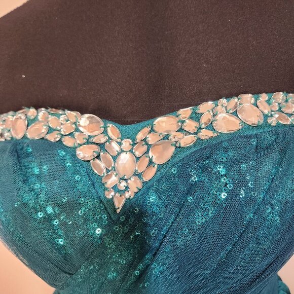 Y2K Vintage Lily Rose Green Tulle Short Semi Formal Size 5 - Picture 4 of 10